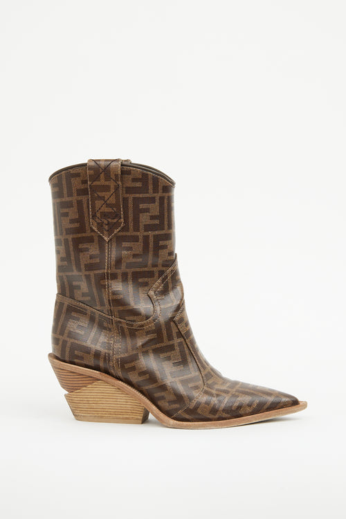 Fendi Zucca Coated Canvas Cowboy Boot