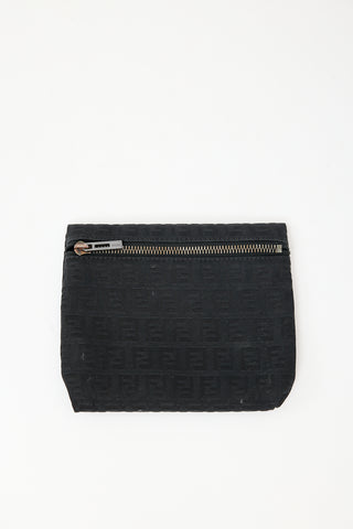 Fendi Black FF Monogram Zip Pouch