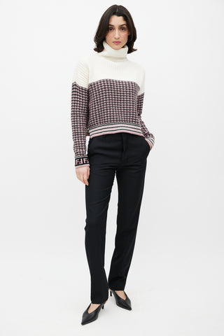 Fendi Cream 
Multicolour Wool Knit Sweater