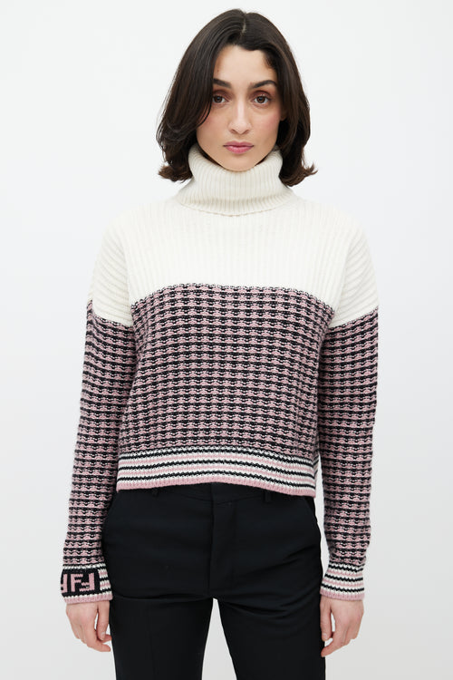 Fendi Cream 
Multicolour Wool Knit Sweater