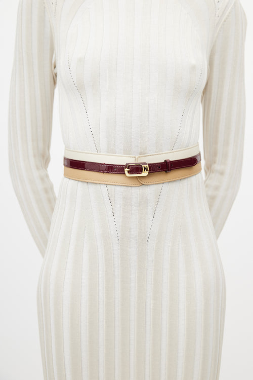 Fendi Cream 
Red layered Leather Belt