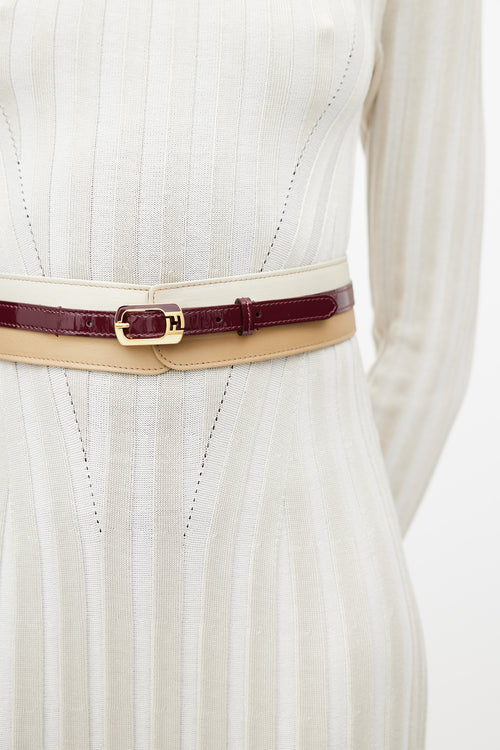 Fendi Cream 
Red layered Leather Belt