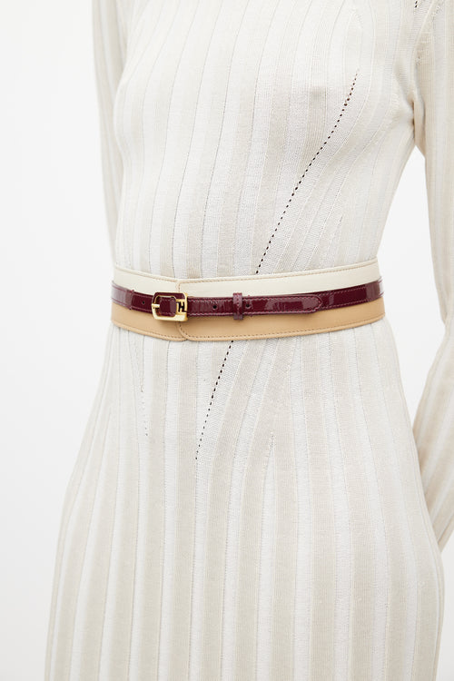 Fendi Cream 
Red layered Leather Belt