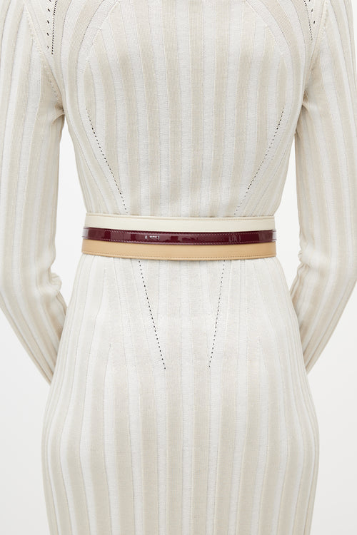 Fendi Cream 
Red layered Leather Belt