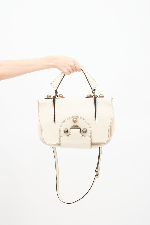 Fendi Cream 
Brown Patent Leather F3 Secret Code Bag