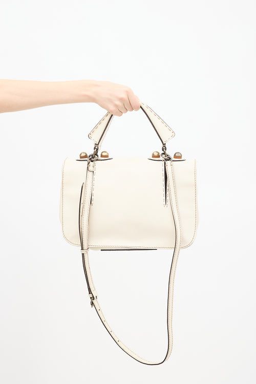 Fendi Cream 
Brown Patent Leather F3 Secret Code Bag