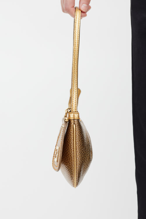 Fendi Gold Leather FF Metallic Bag