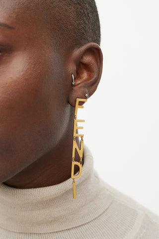 Fendi Gold Logo Drop Earring