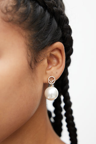 Fendi Gold F is Fendi Drop Pearl Earring