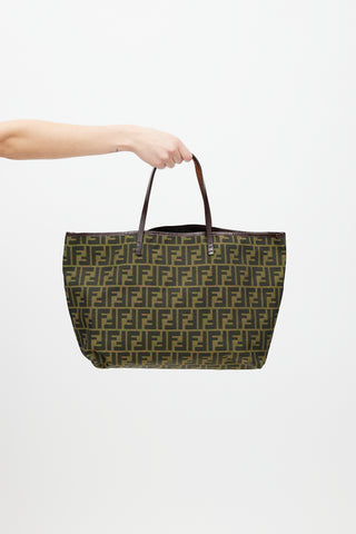 Fendi Green 
Black Zucca Monogram Roll Tote