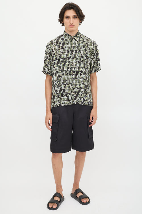 Fendi Green 
Multicolour Camouflage FF Printed Shirt