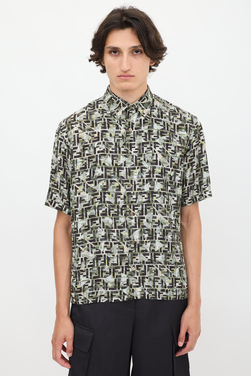 Fendi Green 
Multicolour Camouflage FF Printed Shirt