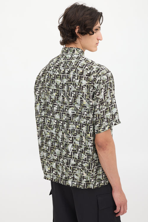 Fendi Green 
Multicolour Camouflage FF Printed Shirt