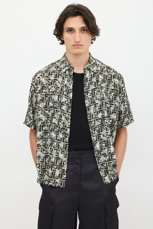 Fendi Green 
Multicolour Camouflage FF Printed Shirt