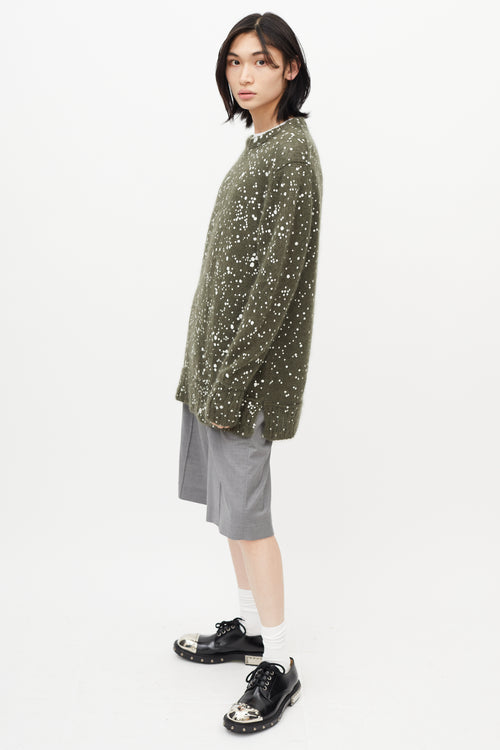 Fendi Green 
White Mohair Knit Sweater