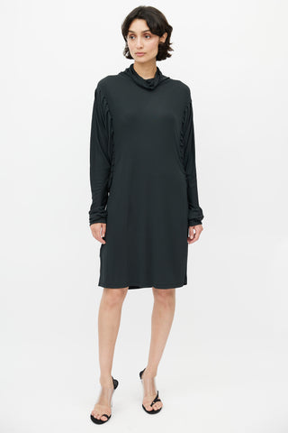 Fendi Grey Cowl Gathered Dress