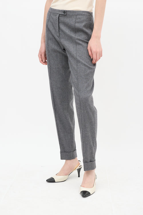 Fendi Grey Wool Tapered Trouser