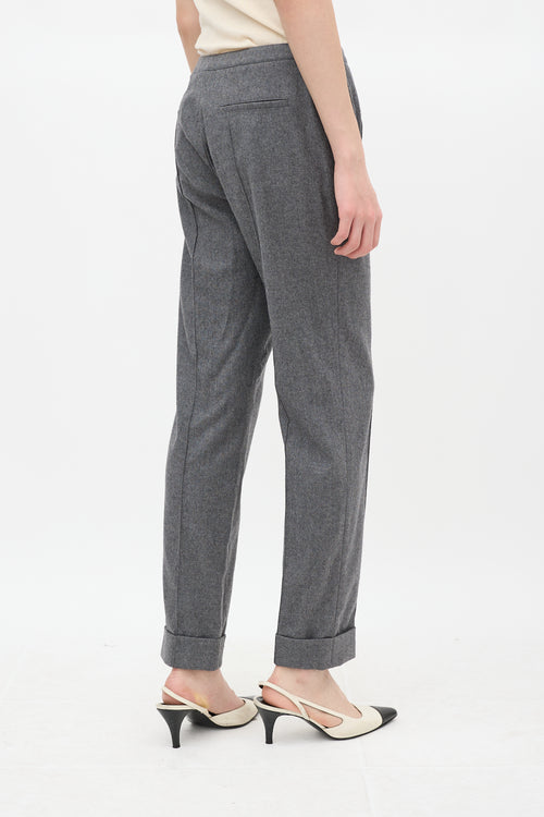 Fendi Grey Wool Tapered Trouser