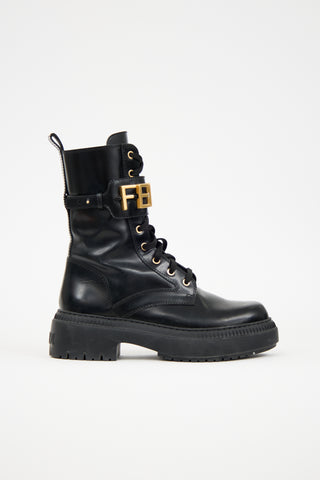 Fendi Leather Fendigraphy Biker Boot