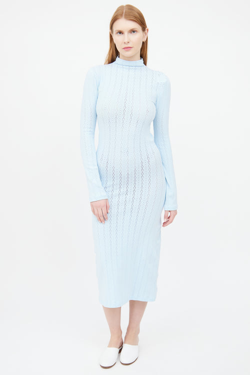 Fendi Light Blue Eyelet Knit Dress