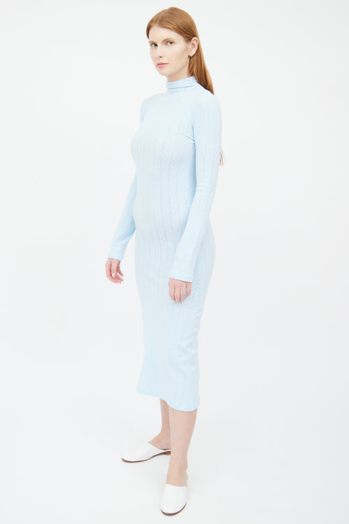 Fendi Light Blue Eyelet Knit Dress