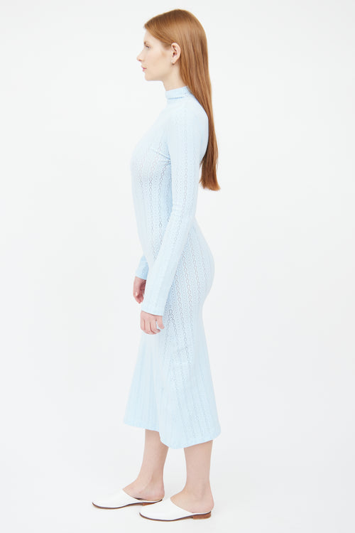 Fendi Light Blue Eyelet Knit Dress