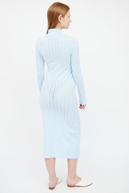 Fendi Light Blue Eyelet Knit Dress