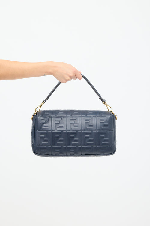 Fendi Navy Blue Leather FF Baguette Shoulder Bag