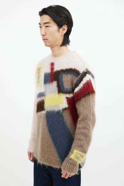 Multi Wool Intarsia Knit Sweater