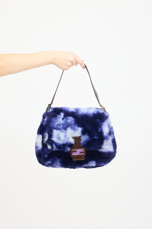 Fendi Navy Fur Tie Dye Mama Baguette Bag