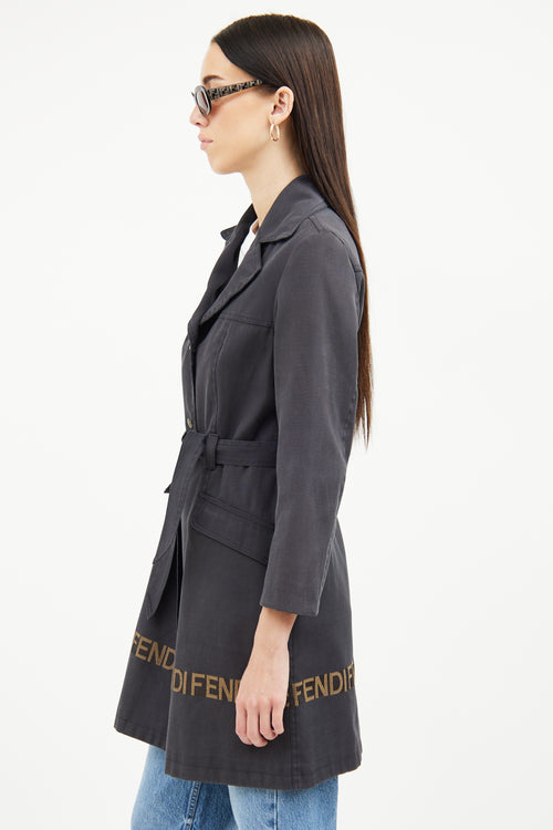 Fendi Black Canvas Trench Coat