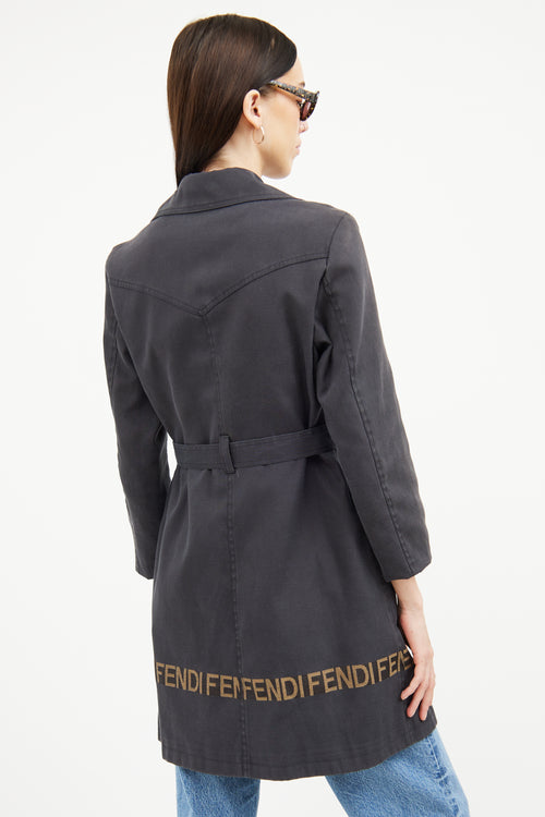 Fendi Black Canvas Trench Coat