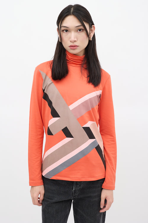 Fendi Orange 
Multicolour Striped Turtleneck