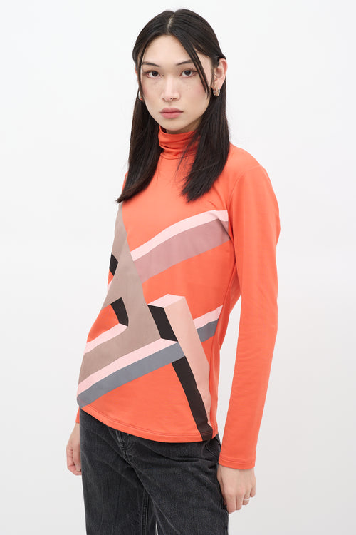 Fendi Orange 
Multicolour Striped Turtleneck