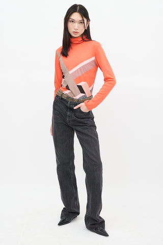 Fendi Orange 
Multicolour Striped Turtleneck