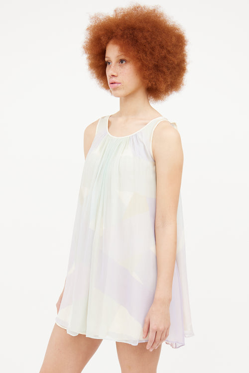 Fendi Cream 
Purple Pastel Silk Shift Dress