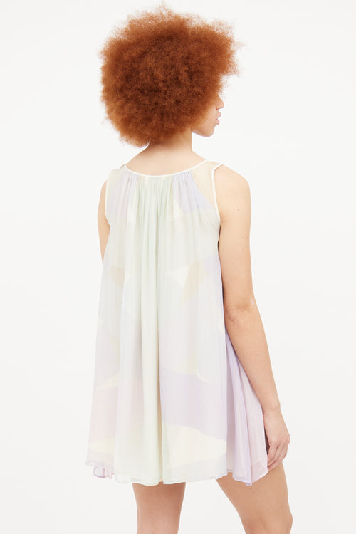 Fendi Cream 
Purple Pastel Silk Shift Dress