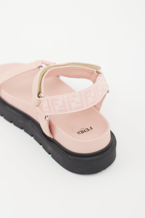 Fendi Pink 
Black Zucca Strappy Sandal