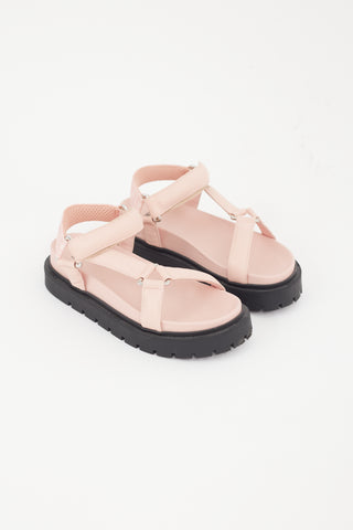 Fendi Pink 
Black Zucca Strappy Sandal