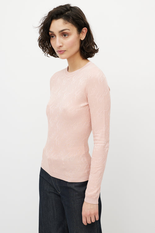 Fendi Pink Knit Logo Top