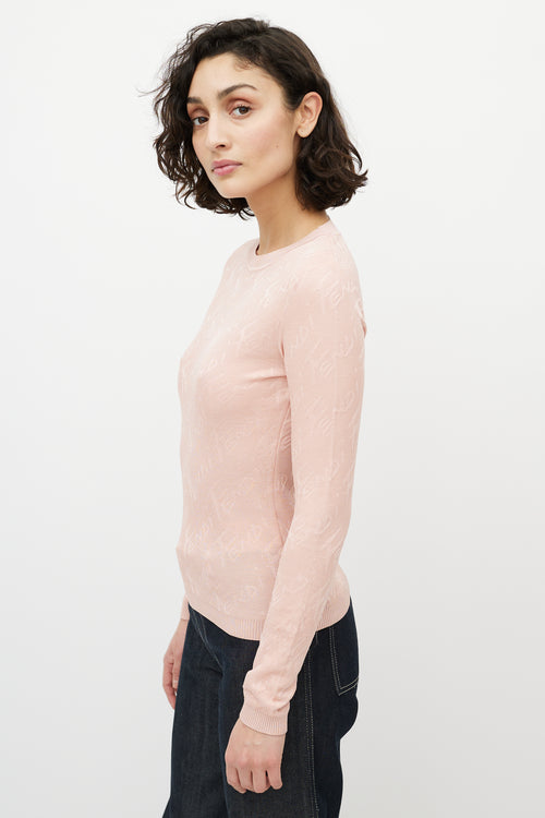 Fendi Pink Knit Logo Top