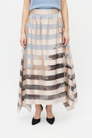 Fendi Pink 
Multicolour Striped Silk Skirt