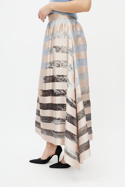 Fendi Pink 
Multicolour Striped Silk Skirt