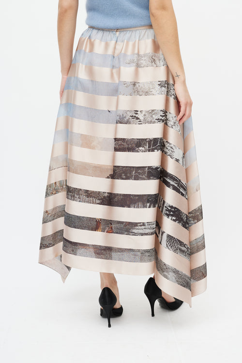 Fendi Pink 
Multicolour Striped Silk Skirt