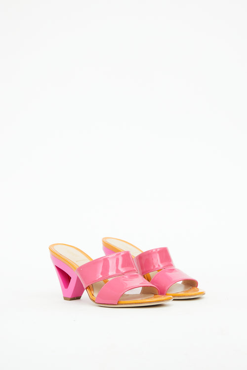 Fendi Orange 
Pink Logo Heel Mule