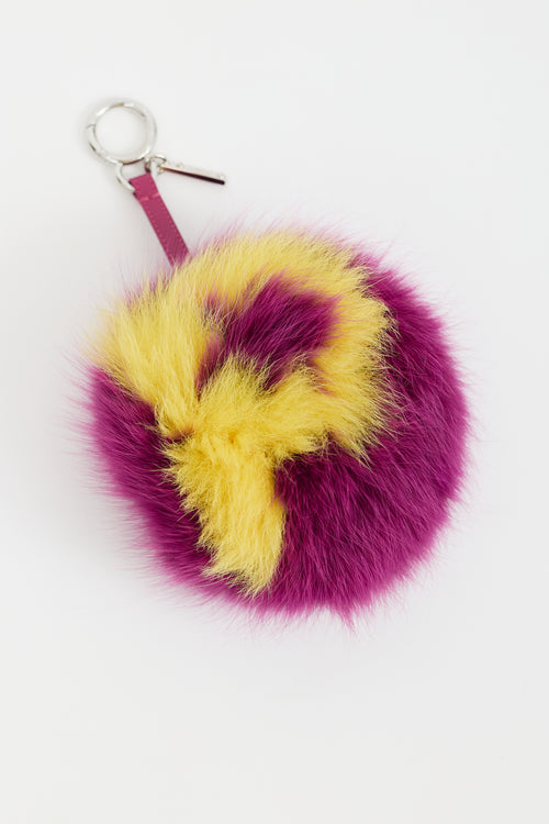 Fendi Purple 
Yellow Fur Alphabet Key Charm