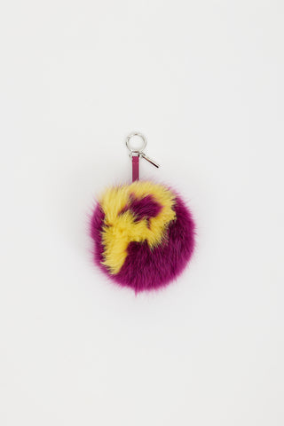 Fendi Purple 
Yellow Fur Alphabet Key Charm