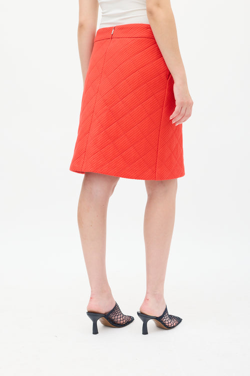 Fendi Red Quilted Midi Skirt