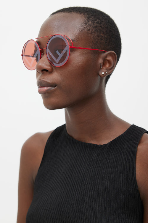 Fendi Red Runaway FF0285/S Oversized Round Sunglasses