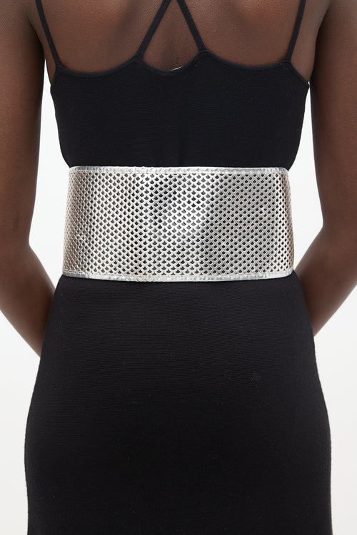 Fendi Silver Leather 
Laser Cut PVC Belt